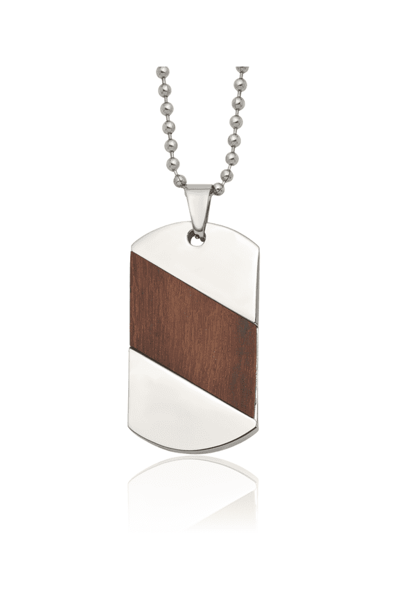 Titanium Rosewood Dog Tag Necklace Chain