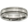 thumbnail image 1 of Titanium Satin And Polished 6mm Grooved Edge Band (Size 7.5) Made In China tb41-7.5, 1 of 5