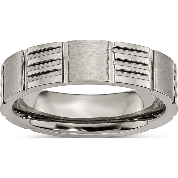 Titanium Satin And Polished 6mm Notched Band (Size 11.5) Made In China tb325-11.5