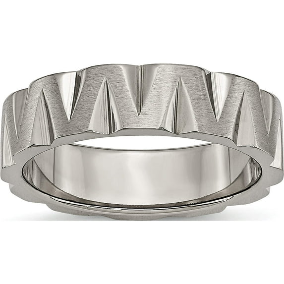 Titanium Satin And Polished 6mm Notched Band (Size 8) Made In China tb327-8