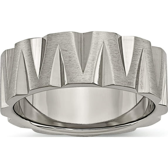 Titanium Satin And Polished 8mm Notched Band (Size 7.5) Made In China tb328-7.5