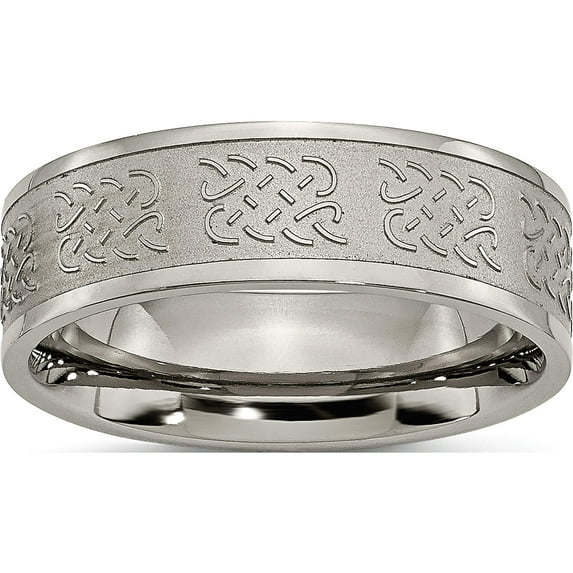 Titanium Satin Center 7mm Fancy Design Band (Size 6) Made In China tb257-6