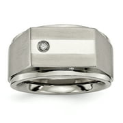 JEWELRYPOT Titanium Satin Polished Diamond Band