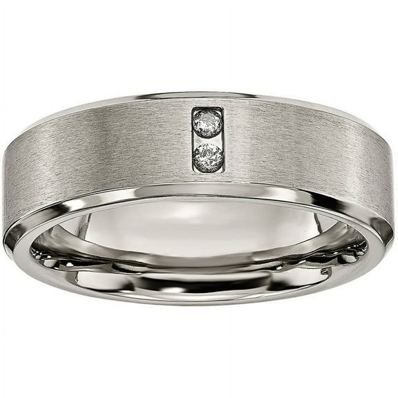 Titanium Satin Polished with Diamonds 7mm Band