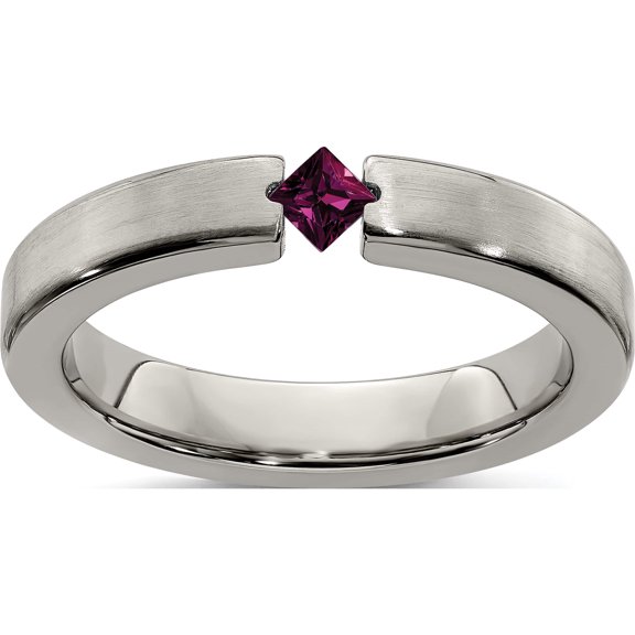 Titanium Satin Rhodolite Garnet 4mm Band