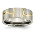 thumbnail image 1 of Titanium Satin and Grooved Gold-Flashed Mens 8mm Band Ring - 4.2 Grams - Size 13, 1 of 2