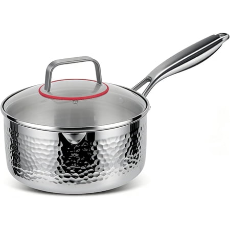 Titanium Saucepan, Non-Stick Pan Pot with Lid, Titanium Pans for Cooking, Fast & Even Heating, Dual-Pour Spouts Design, Compatible with All Cooktops,with lid,7.08in