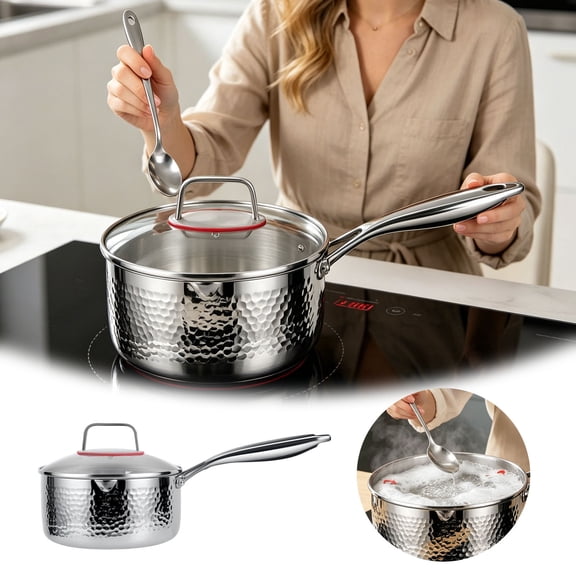 Titanium Saucepan Non-Stick Pan Pot with Lid, Titanium Pans for Cooking Fast and Even Heating, Pour Spouts Design Compatible with All Cooktopsfor Cooking Milk Noodle Pasta Soup Vegetable