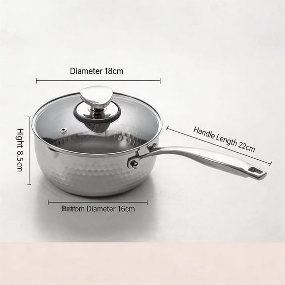 Titanium Saucepan With Lid, Nonstick Hammered Titanium Pot, 316 Stainless Steel Exterior, Induction Compatible, 1 Pack