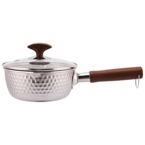Titanium Saucepan with Lid 7.09in Non-Stick Soup Pot Pure Titanium Pan Fast Even Heating Dual-Pour Spouts All Cooktops