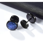 Titanium Screw Flat Back Earrings Hypoallergenic For Sensitive Ears Barbell[Z4239]