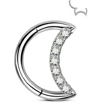 Titanium Septum Rings 16G Moon Septum Daith Jewelry Clear CZ Rook Daith Piercing Jewelry