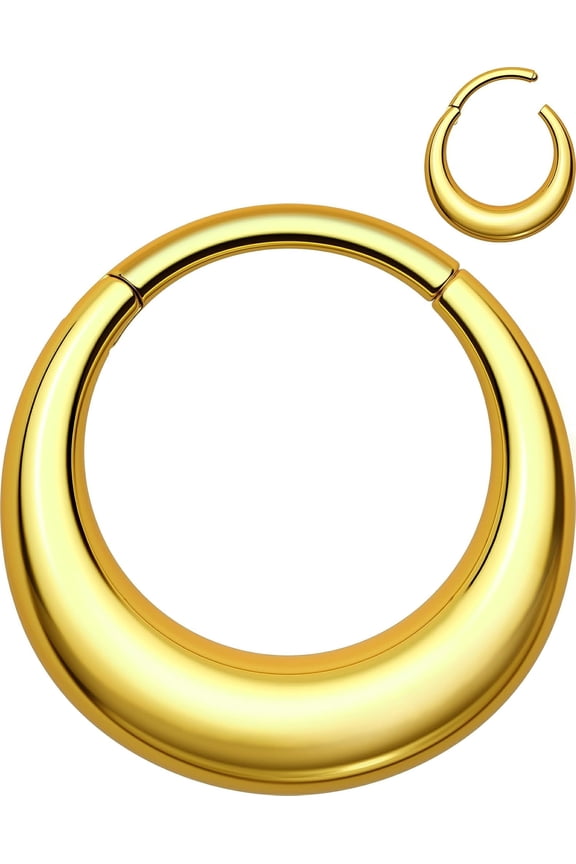 Titanium Septum Rings, 16G Septum , Clicker Septum Nose   Hoops,   Hinged Segment Daith   for Women Men-8mm/10mm