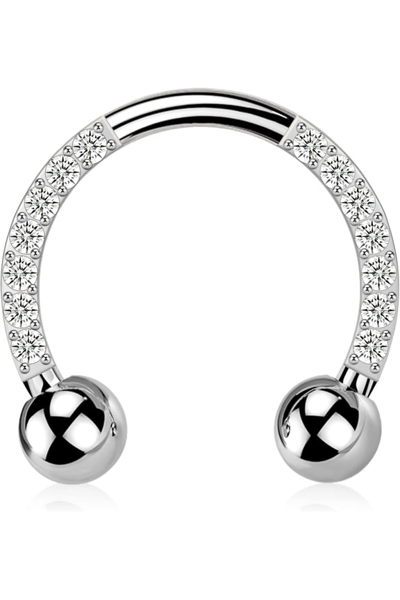 Titanium Septum Rings G23 Septum Jewelry Nose Rings Hoop 16G Clear CZ Horseshoe Daith Earrings Helix Earrings Tragus Piercing Jewelry Body Piercing Jewelry Women Men