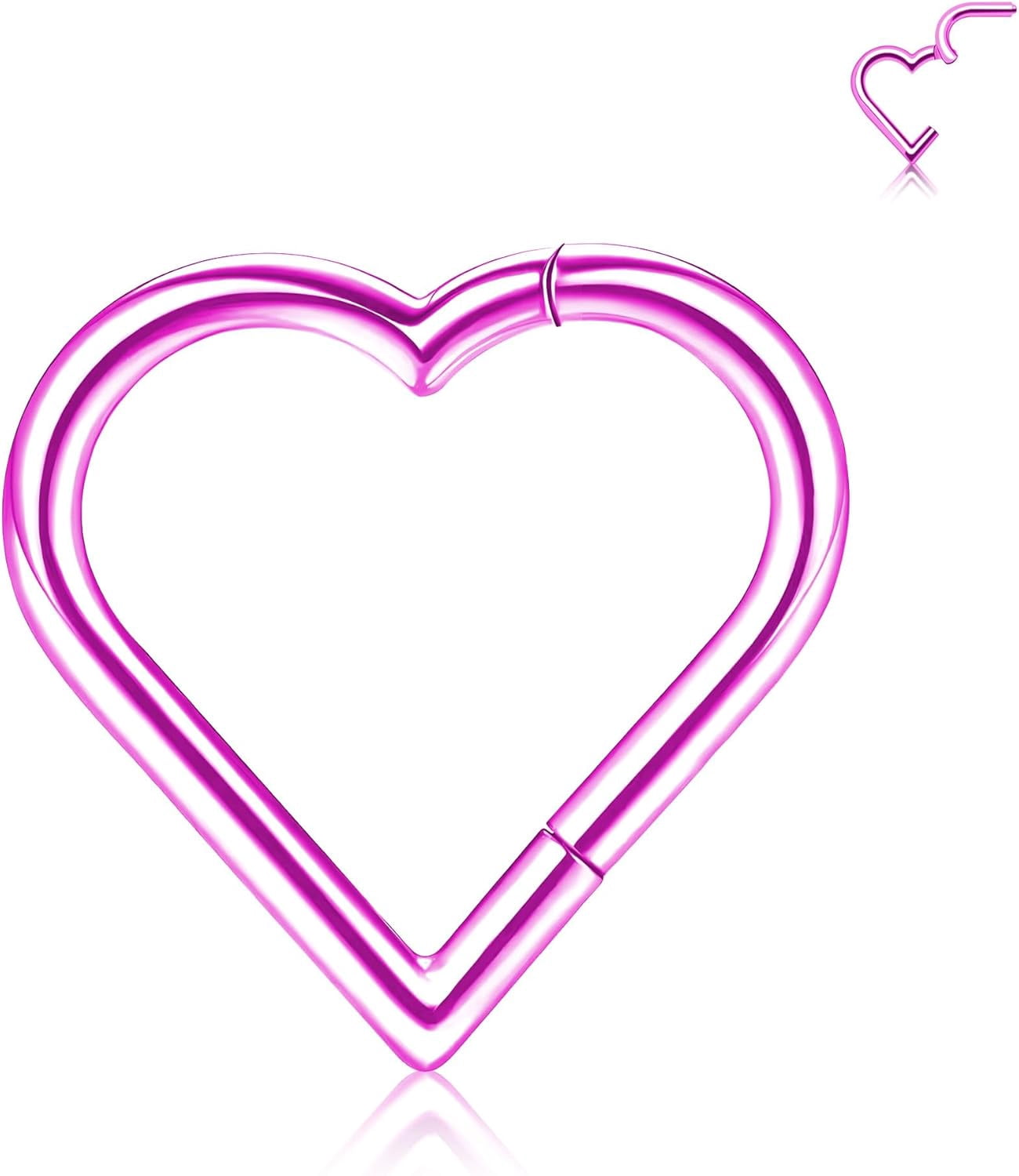 316L Surgical Steel Heart Huggie Hoop Earrings – Hypoallergenic 8mm Small Hoops For Cartilage, Nose & Everyday Wear (16G)