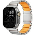 thumbnail image 1 of Titanium Silicone Dual-Layer Link Bands Compatible with Apple Watch Band Ultra 3/2/1 49mm 46mm 45mm 44mm 42mm, Men Women Magnetic Clasp Metal Bracelet for iWatch Series11 10 9 8 7 65SE TitaniumOrange, 1 of 18