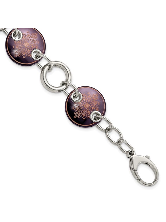 Titanium/Silver Two-Tone Bracelet Fancy mm 8 in Edward Mirell Black Ti & Sterling Silver Anodized Copper Color