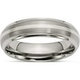 thumbnail image 1 of Titanium/Silver Two-Tone Titanium Brushed Center With Sterling Silver Inlay 6mm Ridged Edge Band (Size 10.5) Made In China tb82-10.5, 1 of 5