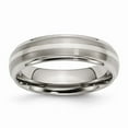 thumbnail image 1 of Titanium/Silver Two-Tone Titanium Brushed Center With Sterling Silver Inlay 6mm Ridged Edge Band (Size 11.5) Made In China tb82-11.5, 1 of 4