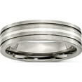 thumbnail image 1 of Titanium/Silver Two-Tone Titanium Brushed With Sterling Silver Inlay 6mm Grooved Band (Size 7) Made In China tb371-7, 1 of 5