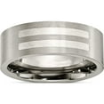 thumbnail image 1 of Titanium/Silver Two-Tone Titanium Brushed With Sterling Silver Inlay 8mm Flat Band (Size 7.5) Made In China tb370-7.5, 1 of 5