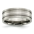 thumbnail image 1 of Titanium/Silver Two-Tone Titanium Brushed With Sterling Silver Inlay 8mm Grooved Band (Size 10.5) Made In China tb372-10.5, 1 of 4
