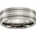 thumbnail image 1 of Titanium/Silver Two-Tone Titanium Brushed With Sterling Silver Inlay 8mm Grooved Band (Size 13) Made In China tb372-13, 1 of 5
