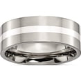 thumbnail image 1 of Titanium/Silver Two-Tone Titanium Polished With Sterling Silver Inlay 8mm Flat Band (Size 7) Made In China tb209-7, 1 of 5
