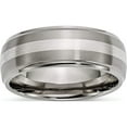 thumbnail image 1 of Titanium/Silver Two-Tone Titanium Ridged Edge Sterling Silver Inlay 8mm Brushed/Polished Band (Size 13.5) Made In China tb16-13.5, 1 of 5