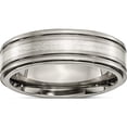 thumbnail image 1 of Titanium/Silver Two-Tone Titanium With Argentium .925 Silver Inlay Ridged Edge 7mm Band (Size 7.5) Made In United States tb421-7.5, 1 of 5