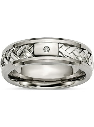 Titanium with Sterling Silver Inlay Diamond 7mm Band Titanium with Sterling Silver Inlay Diamond 7mm Band
