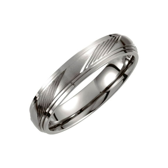 Titanium Size 11 5mm Satin and Polished Ridged Band Ring Ring for Women and Men