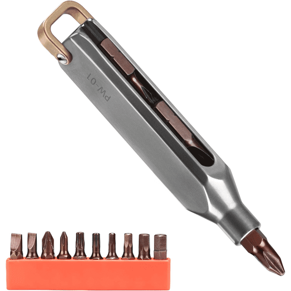 Titanium Small EDC Multi Bit Pocket Screwdriver, Professional Grade Magnetic Repair Tool Kit, 10 in 1 Mini Precision Screwdriver Set Magnetic Repair Multitool for Daily Home Improvement Use.