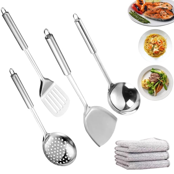 Titanium Spatula, Upgrade Kitchen Utensils Set, Cookware Kitchen Essentials Cooking Utensils Accessories, Spatula, Skimmer Dipper Turner, Titanium Cutlery Set