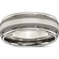 thumbnail image 1 of Titanium/Ss Titanium Polished With Sterling Silver Inlay Stone Finish Center Grooved Band (Size 8) Made In China tb83-8, 1 of 5