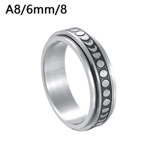"Titanium Steel 6 Style Moon Star Spinner Ring Men Women Rings "