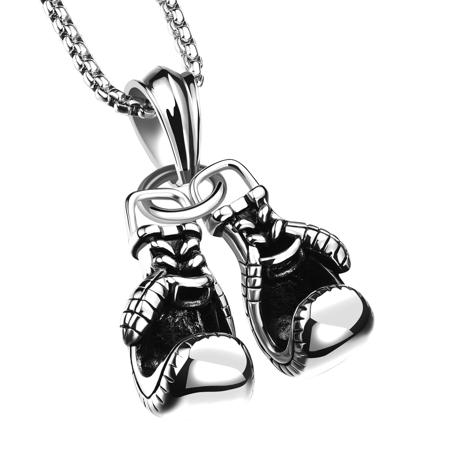 Titanium Steel Alloy Mini Boxing Glove Necklace Gold Color Pair Pendant