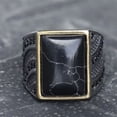 thumbnail image 1 of Titanium Steel Black Turquoise Simple Men's Ring, 1 of 6