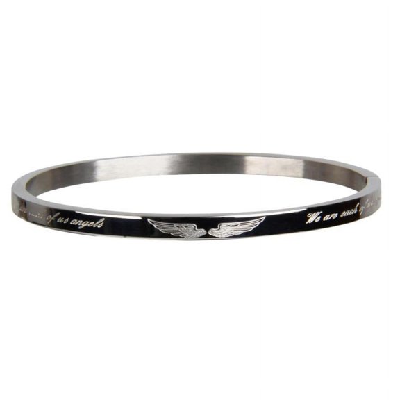 Titanium Steel Bracelet Cuff Bangle Angel Wing Wristband for Women