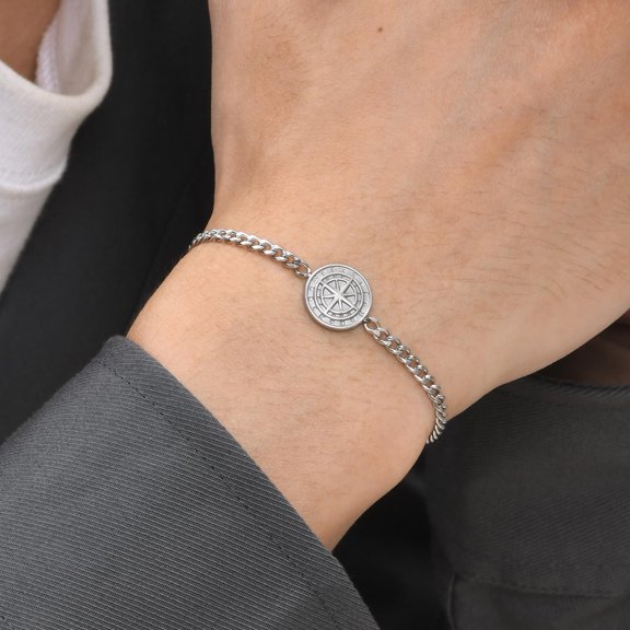 Titanium Steel Bracelet Stainless Steel Grinding Chain Surface Compass
