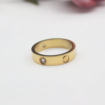 Titanium Steel Couple Ring With Screw Design Gem Inlay