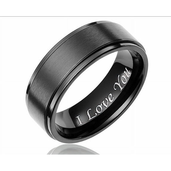I Love You Engraved Couple Rings Titanium Steel 6mm 8mm