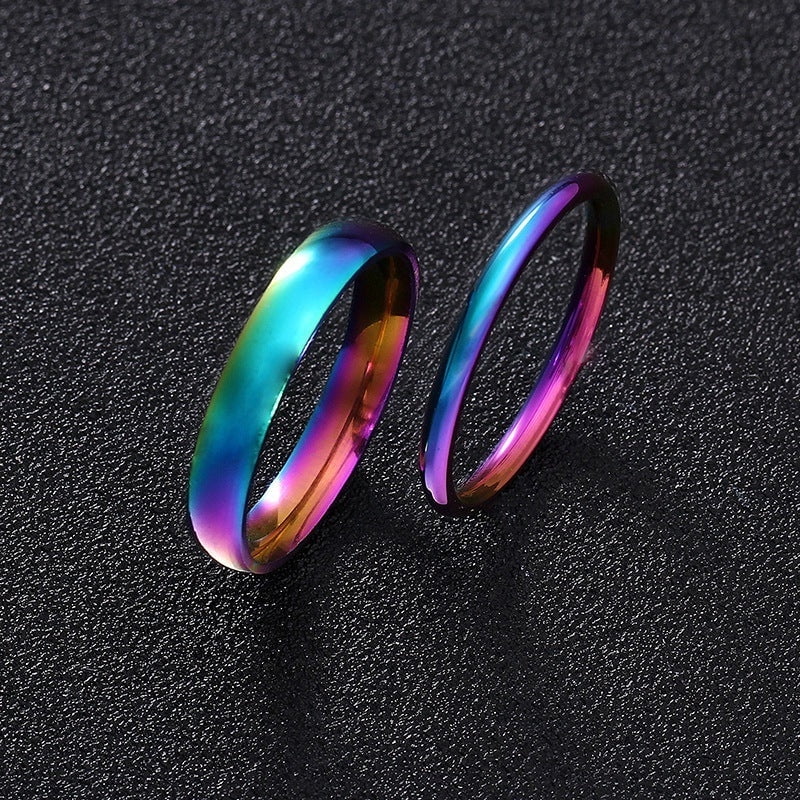 ROWAG Black Titanium Stainless Steel Couple Rings - Him (6mm) & Her (4mm) Matching Set