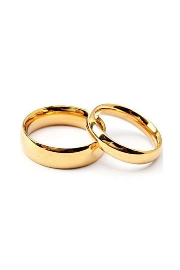 Unisex Stainless Steel Couple Rings Simple U Shape Design Band with Smooth Finish Golden Stainless Steel Ring 4MM