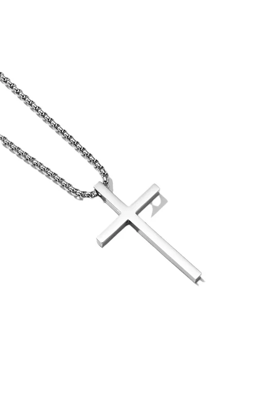Titanium Steel Cross Necklace For Men Women Black Gold Silver Color Chain Crucifix Pendant Punk Party Never Fade Jewelry