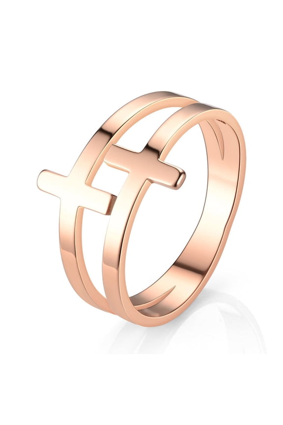 Titanium Steel Cross Ring Women's