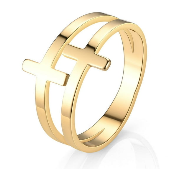 Titanium Steel Cross Ring Women's