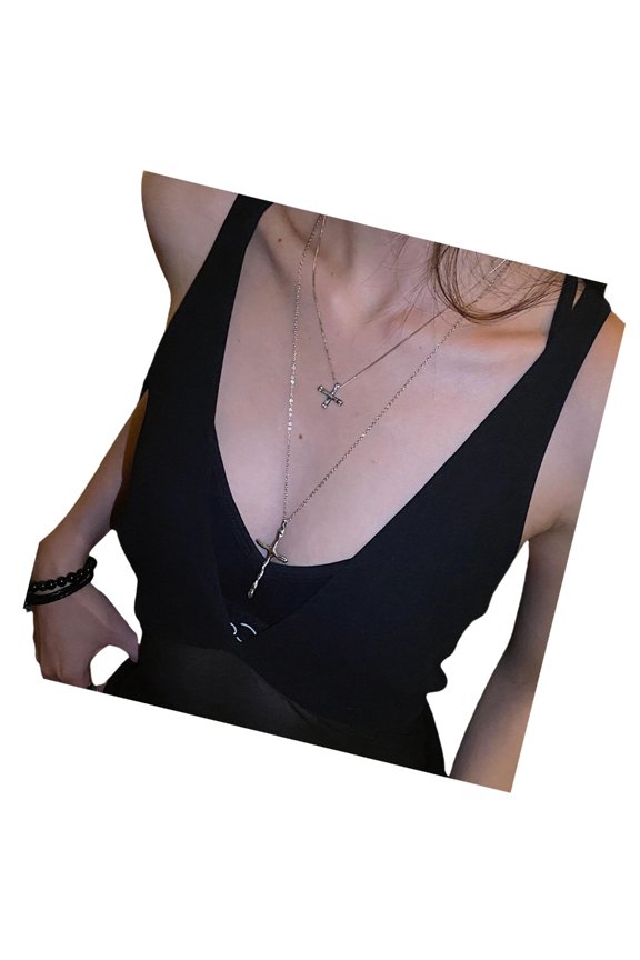 Titanium Steel Crossed Necklace Lightweight Minimalist Jewelry Stylish Accessory