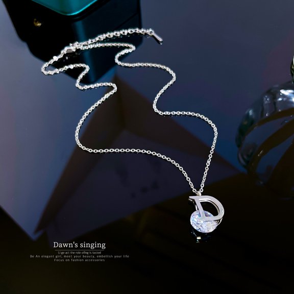 Titanium Steel D Letter Necklace for Women Luxury Zircon Gold Silver Color Pendants Necklace Simple TRENDY Jewelry Free Shipping