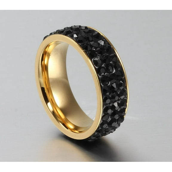 Titanium Steel Diamond Ring for Women Gems Baffle Setting Wedding Band Chic Fashion Jewelry for Everyday Wear